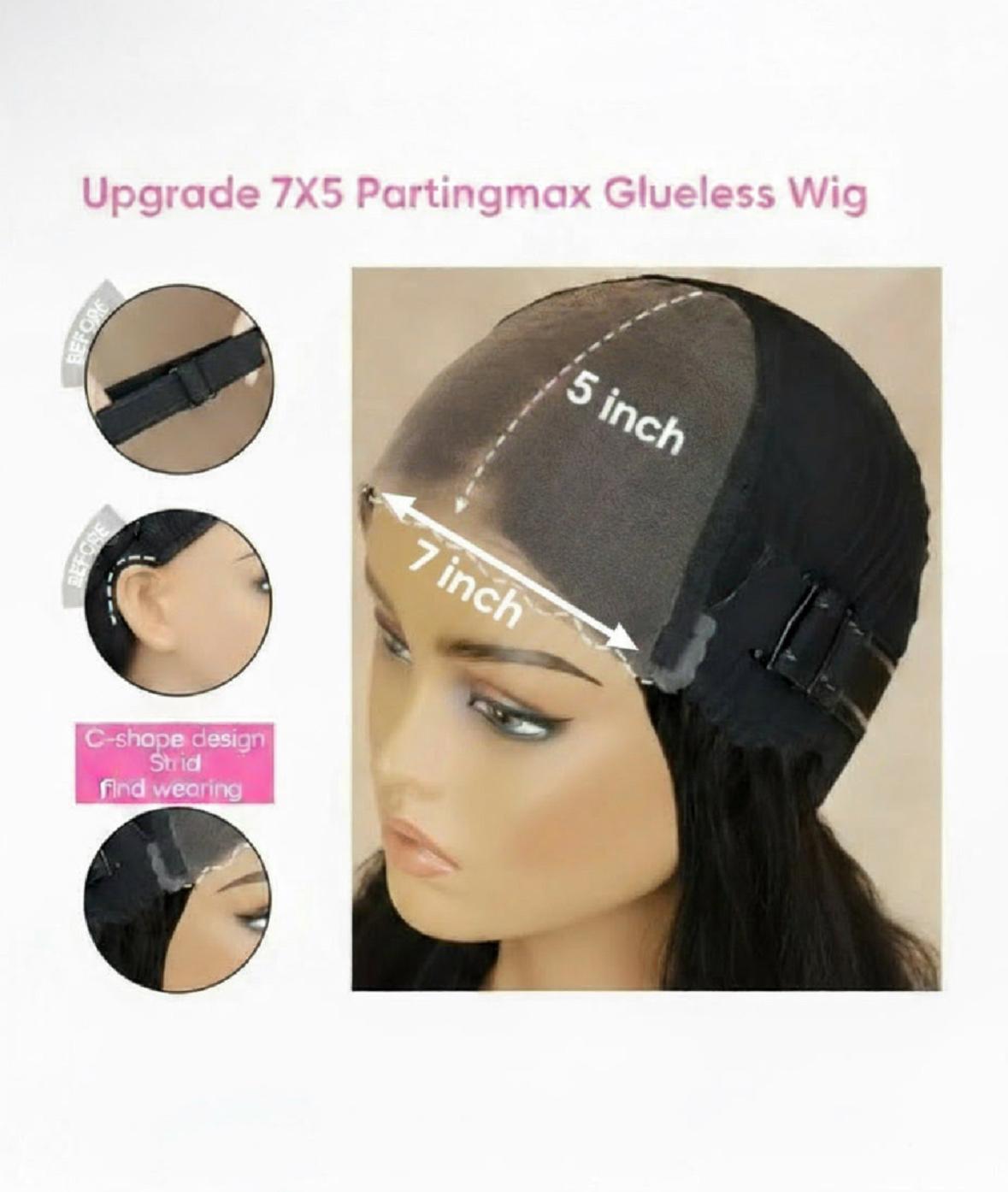 Cali4Luxe Pre Cut Lace Wavy Layer Cut Glue-less Wig With Curtain Bangs Human Hair Wig For Black Women