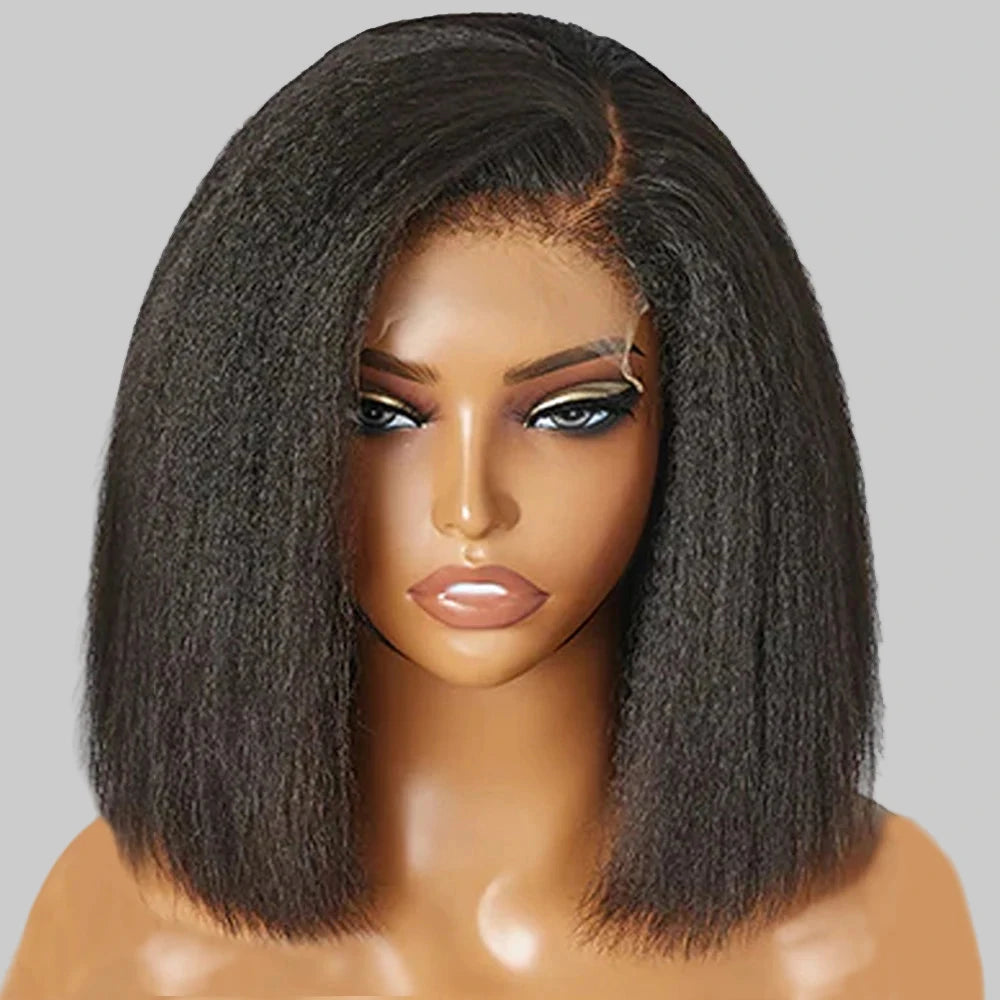 Kinky Straight Bob Wig: Effortless Style with a Natural Touch! READY-TO-WEAR