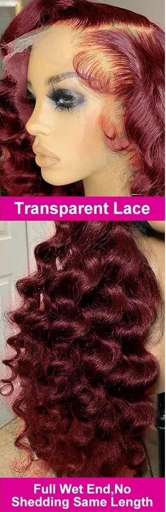 Loose Deep Wave Reddish Brown 13x6 Lace Front Wig - Human Hair Pre-Plucked Virgin Hair, Glueless HD Frontal