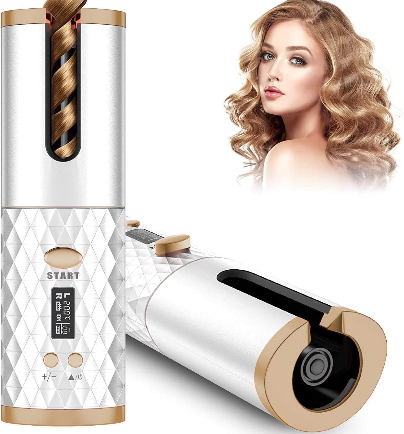 Cordless Automatic Hair Curler with Smart Heatproof Design and Anti-Tangling Technology