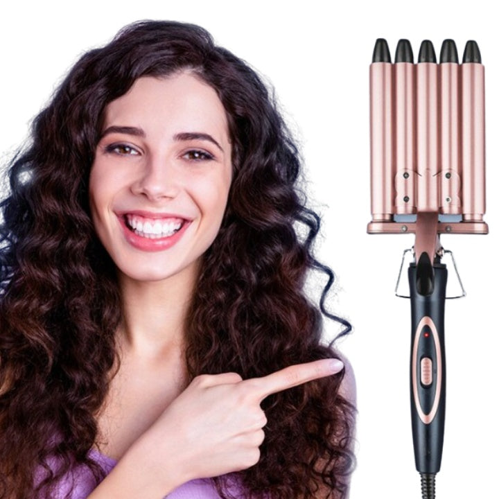 Instant Wave 5-Tube Ceramic Hair Curler, 16mm Barrel, Rose Gold