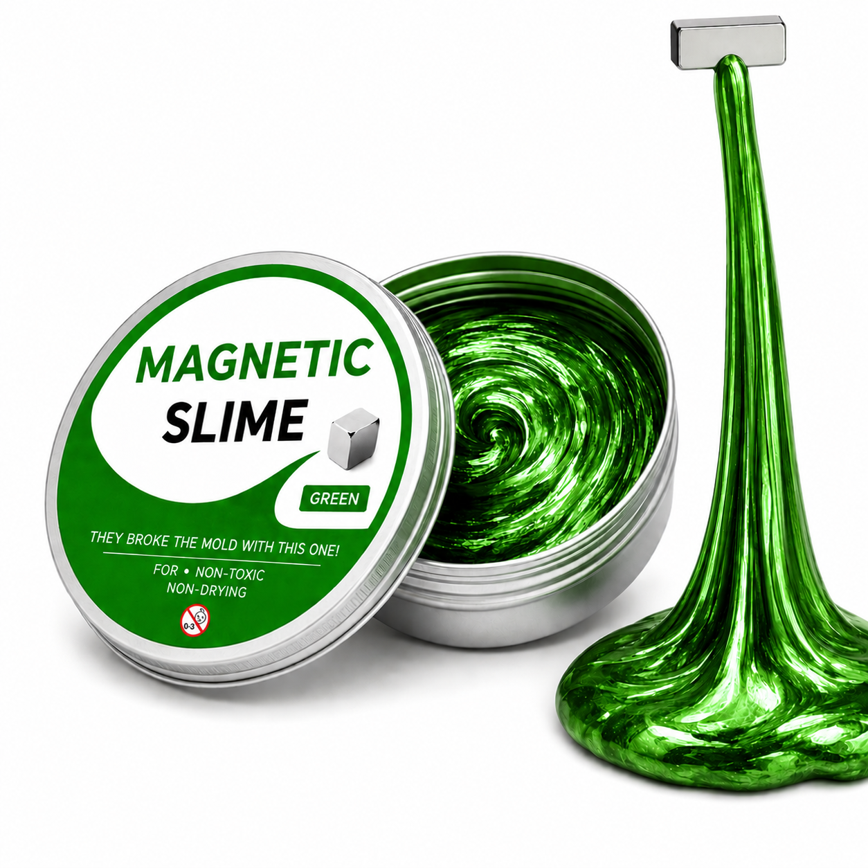 Magnetic Slime Fidget Toy – Stretchable Magnetic Putty Slime for Stress Relief, Sensory Play & Creative Fun, Non-Toxic Reusable Metallic Slime, 6 Colors, Ages 8+