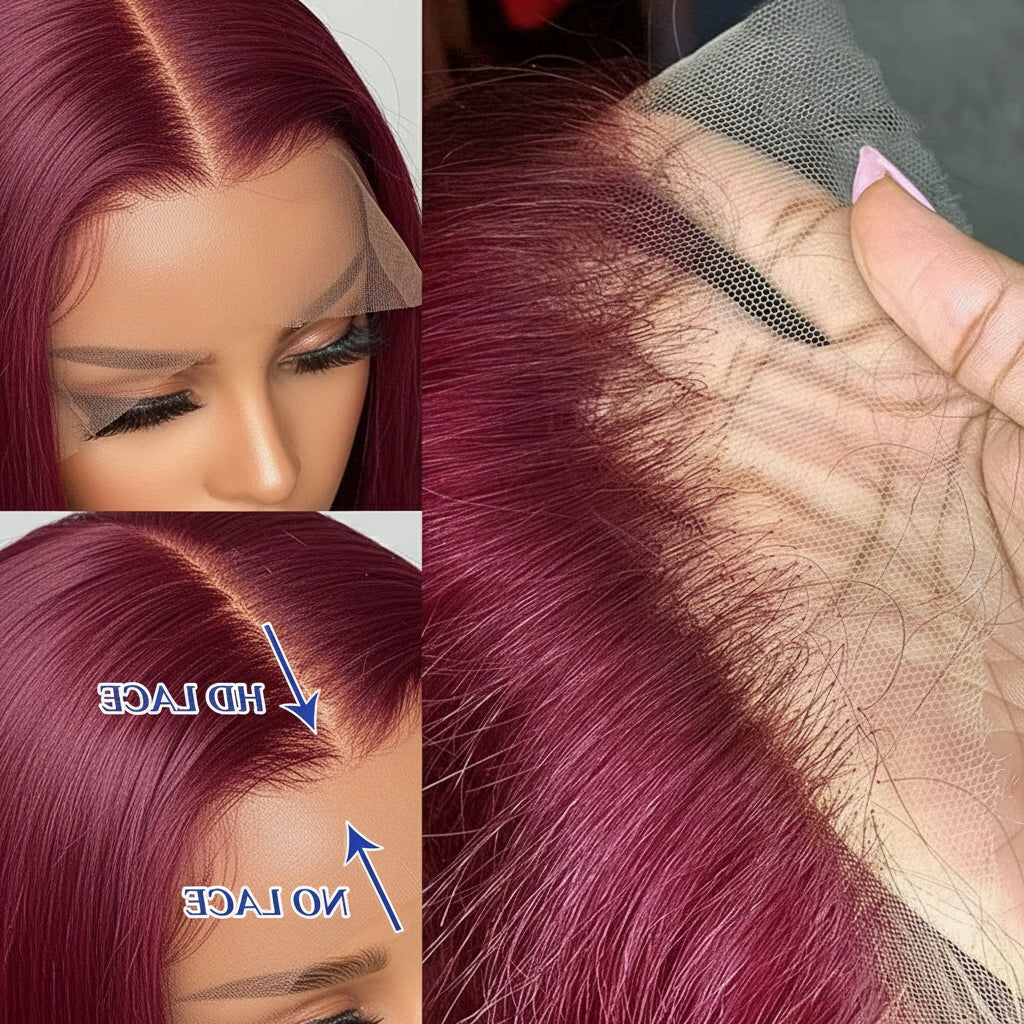 Cali4Luxe Glueless Straight Bob Wig | 99J Burgundy HD Lace