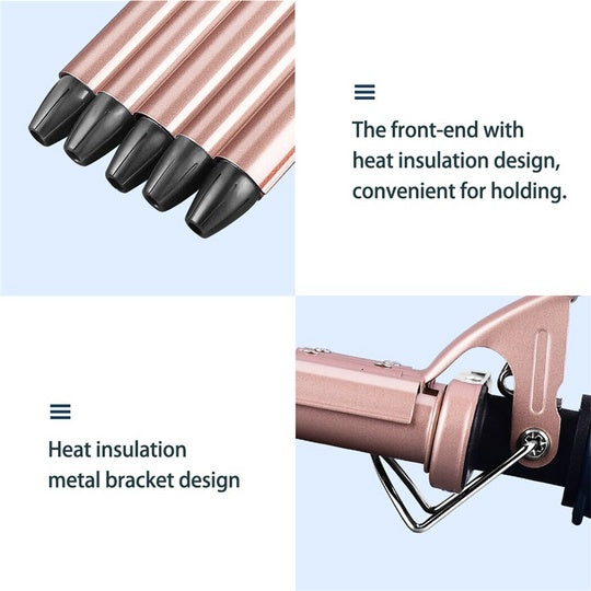 Instant Wave 5-Tube Ceramic Hair Curler, 16mm Barrel, Rose Gold
