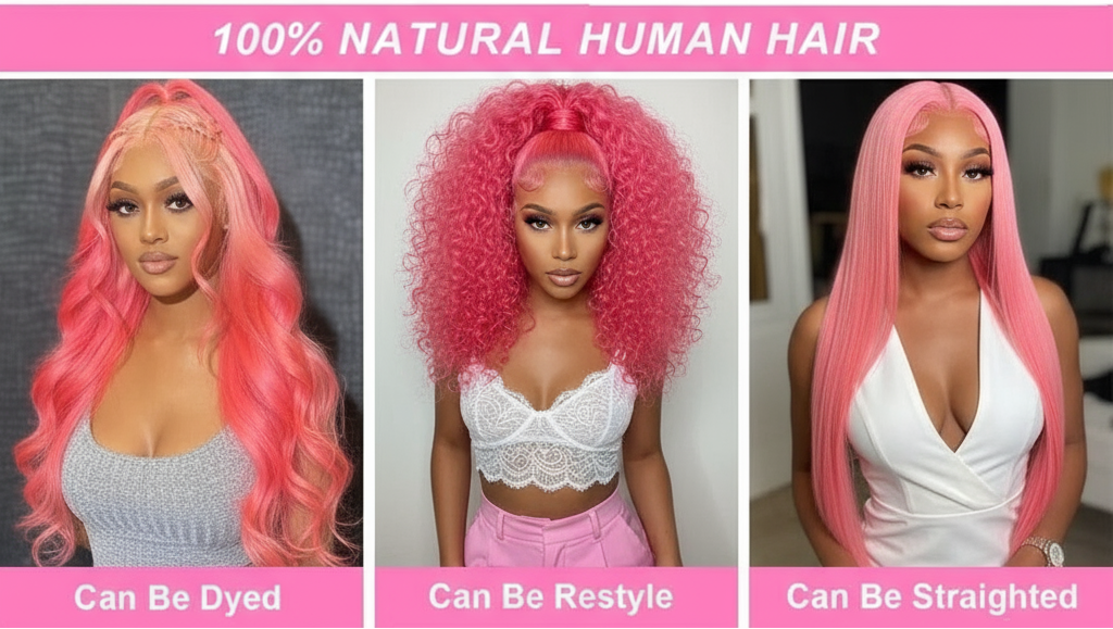 13x6 Highlighter Pink Lace Front Wig: Body Wave Highlighter Pink Lace Frontal Wig!