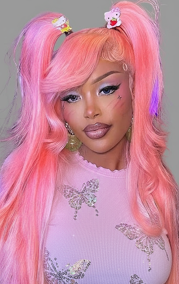 13x6 Highlighter Pink Lace Front Wig: Body Wave Highlighter Pink Lace Frontal Wig!