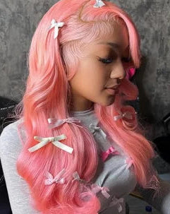 13x6 Highlighter Pink Lace Front Wig: Body Wave Highlighter Pink Lace Frontal Wig!