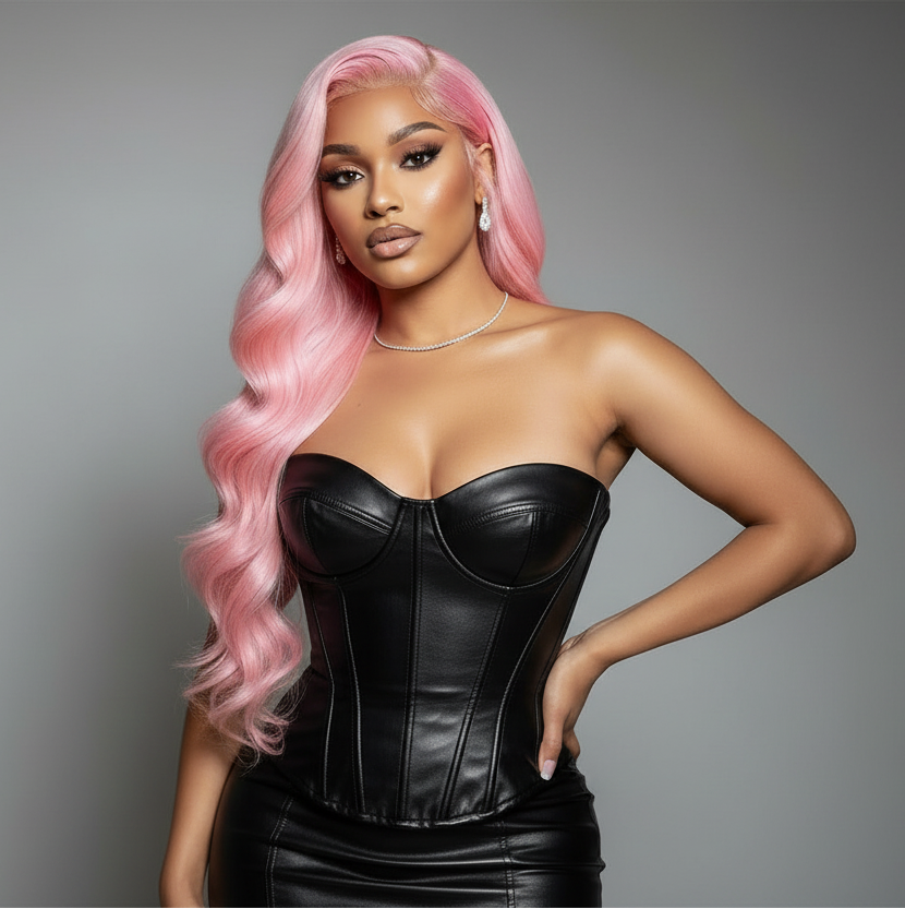13x6 Flawless Princess Pink Lace Front Wig: Body Wave Highlighter Pink Lace Frontal Wig - WILL BE HADDD!