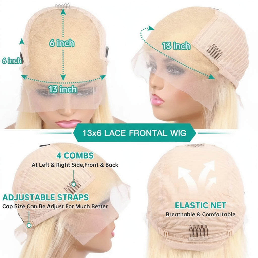 13x6 Teal Ocean Blue Lace Front Wig: Body Wave 613 Blonde Lace Frontal Wig in Mint Green!
