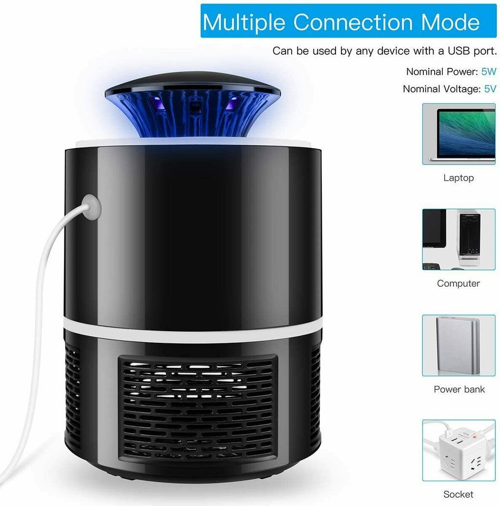 Electric UV Mosquito Killer Lamp – USB Indoor Outdoor Bug Zapper Trap with Cyclone Suction, Quiet Fly & Insect Catcher for Home, Bedroom, Patio & Office