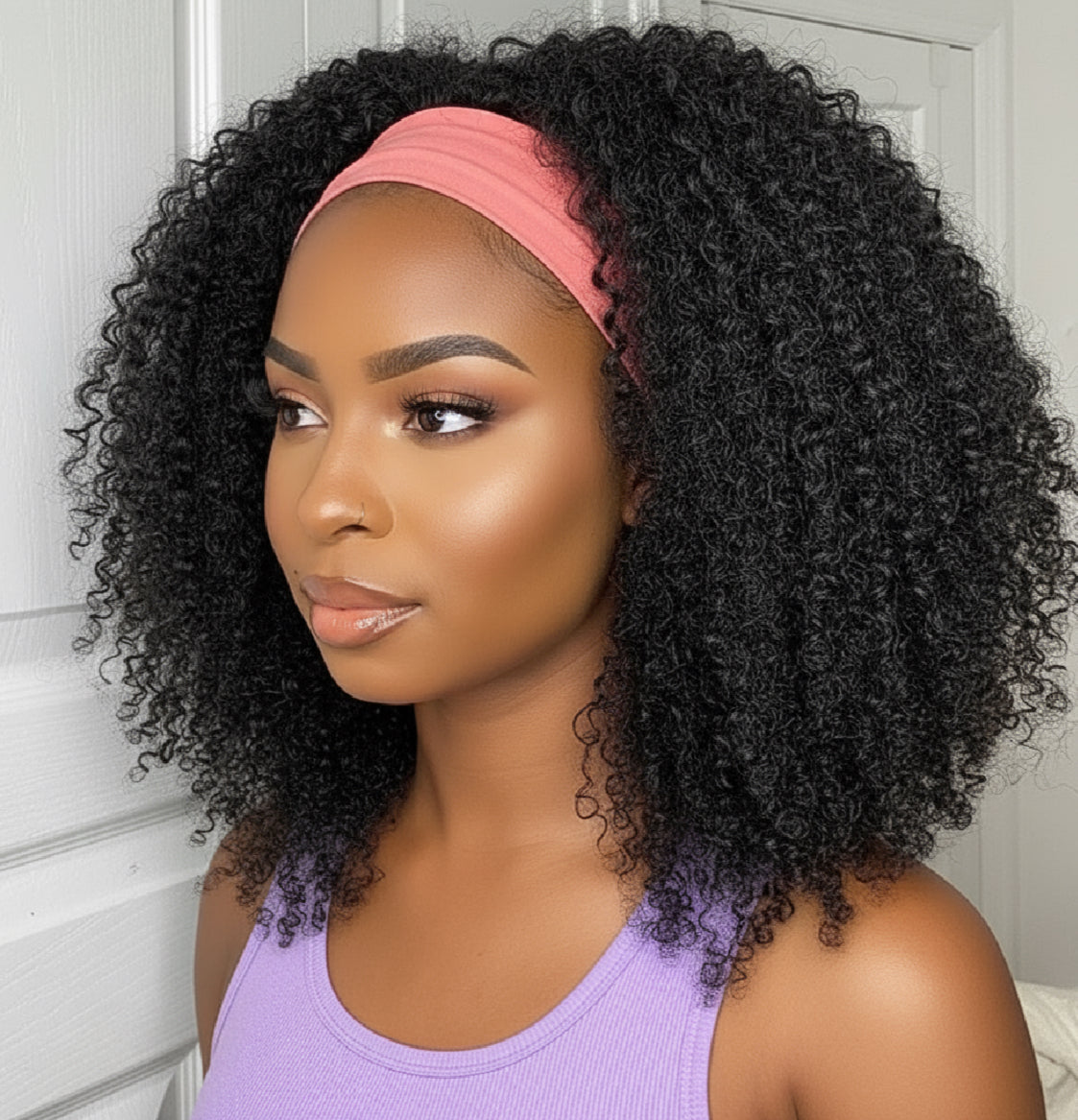 Curly Headbandwig Human Hair Wigs