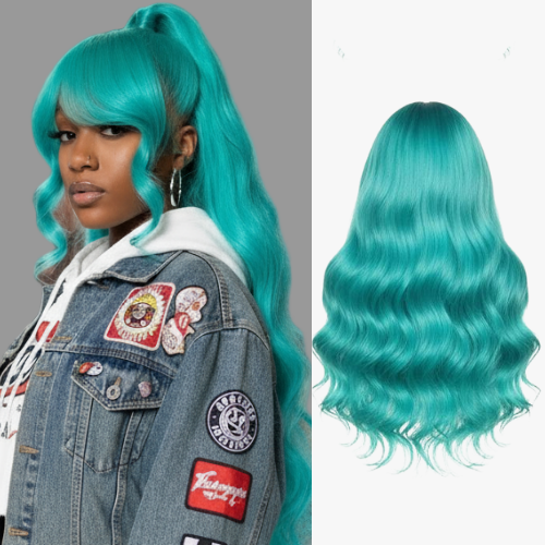 13x6 Teal Ocean Blue Lace Front Wig: Body Wave 613 Blonde Lace Frontal Wig in Mint Green!