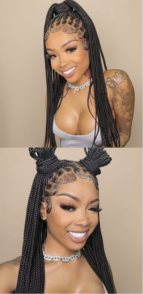 36Inch Synthetic Long Box Braided Wig Full Lace Straight Cornrow Braiding Wig Burgundy Knotless Cornrow Braid Wig With Baby Hair