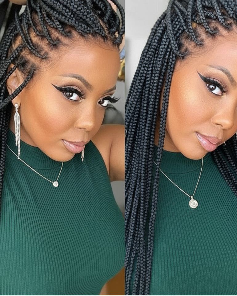 36Inch Synthetic Long Box Braided Wig Full Lace Straight Cornrow Braiding Wig Burgundy Knotless Cornrow Braid Wig With Baby Hair