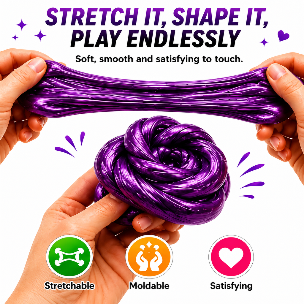 Magnetic Slime Fidget Toy – Stretchable Magnetic Putty Slime for Stress Relief, Sensory Play & Creative Fun, Non-Toxic Reusable Metallic Slime, 6 Colors, Ages 8+