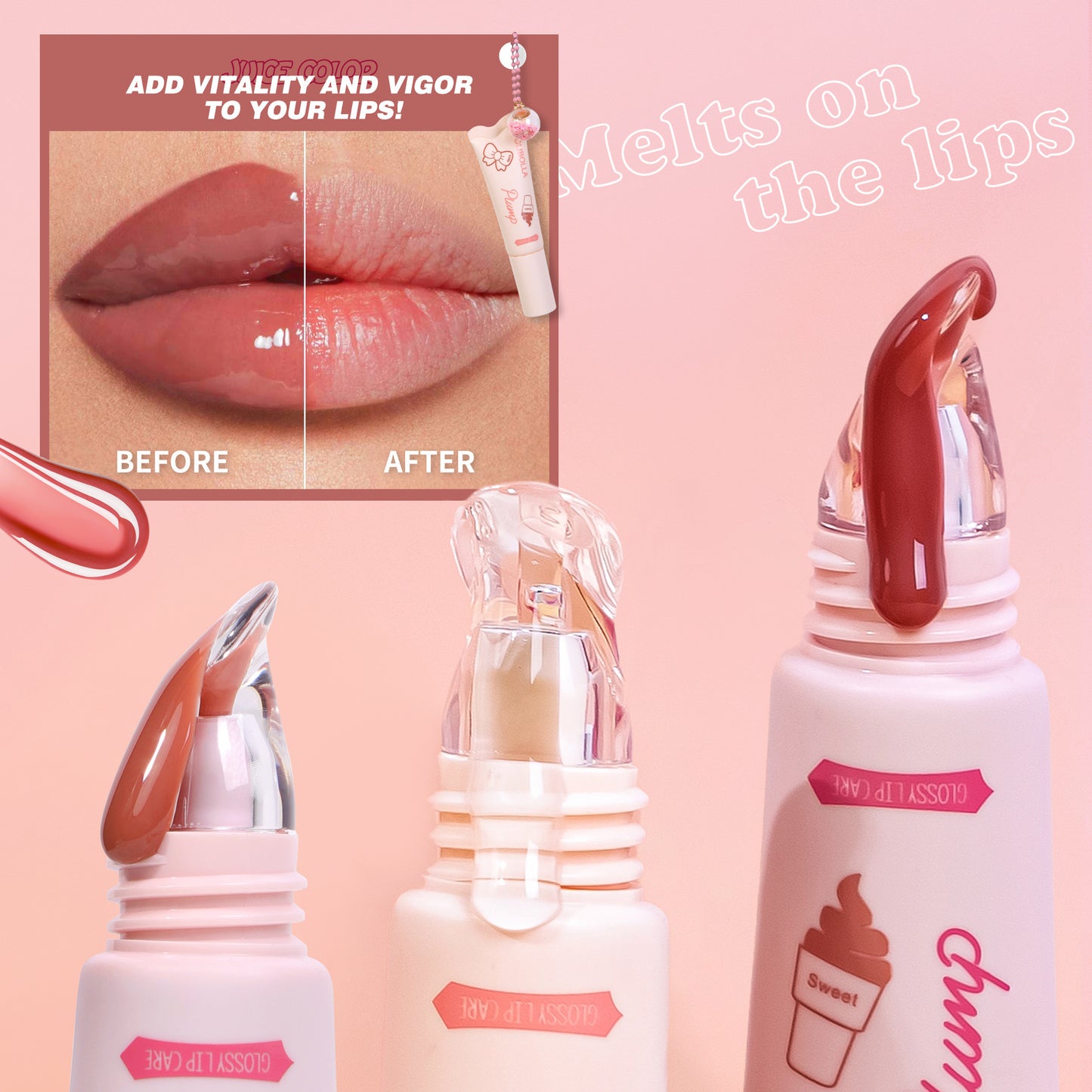 Peel Off Lip Liner w/ Ice Cream Lip Gloss