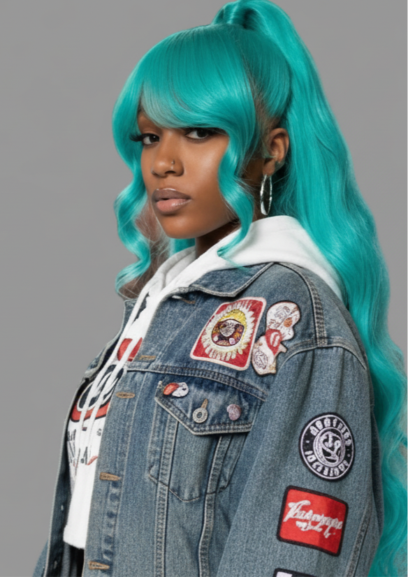 Cali4Luxe Glueless Body Wave Wig | Teal Blue HD Lace