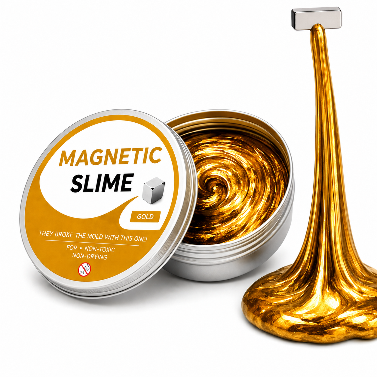 Magnetic Slime Fidget Toy – Stretchable Magnetic Putty Slime for Stress Relief, Sensory Play & Creative Fun, Non-Toxic Reusable Metallic Slime, 6 Colors, Ages 8+