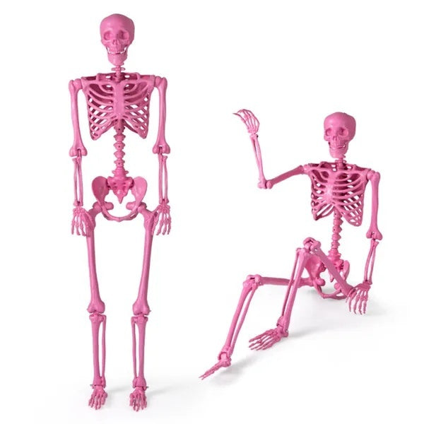 Halloween Pink Skeleton Decor - No Assembly Needed, Integrated Hanging Rope, Playful-Spooky Vibe For Parties Yards