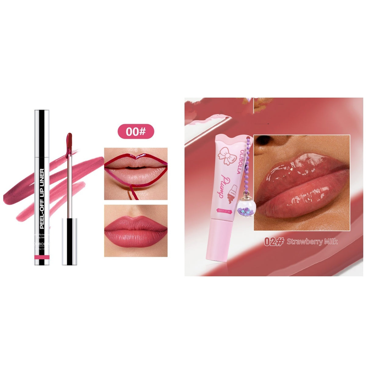 Peel Off Lip Liner w/ Ice Cream Lip Gloss