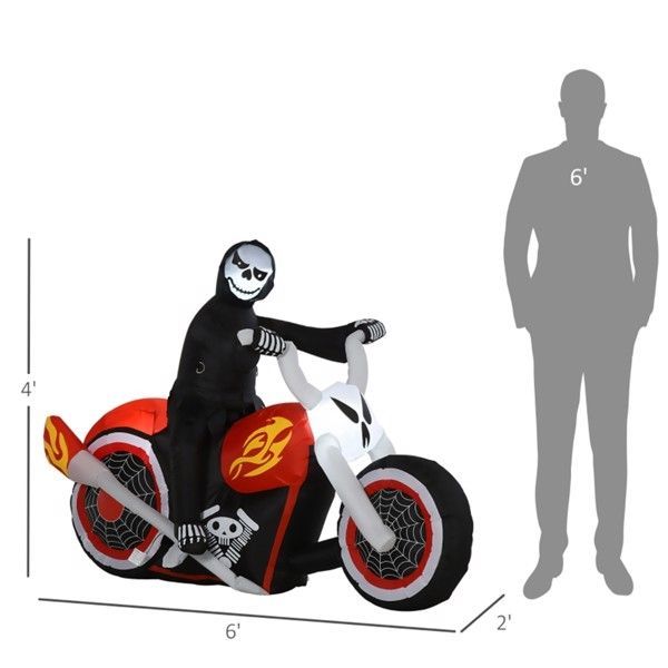 Halloween Inflatable Ghost Biker Decoration, 70.75x47.25 inch, LED Lights, Indoor/Outdoor