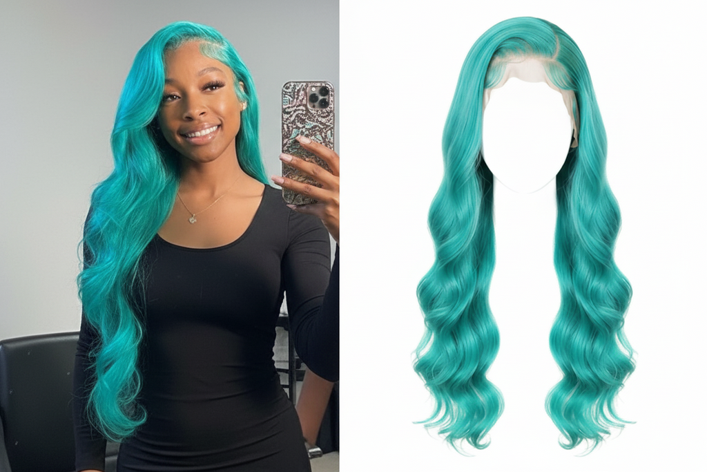Cali4Luxe Glueless Body Wave Wig | Teal Blue HD Lace