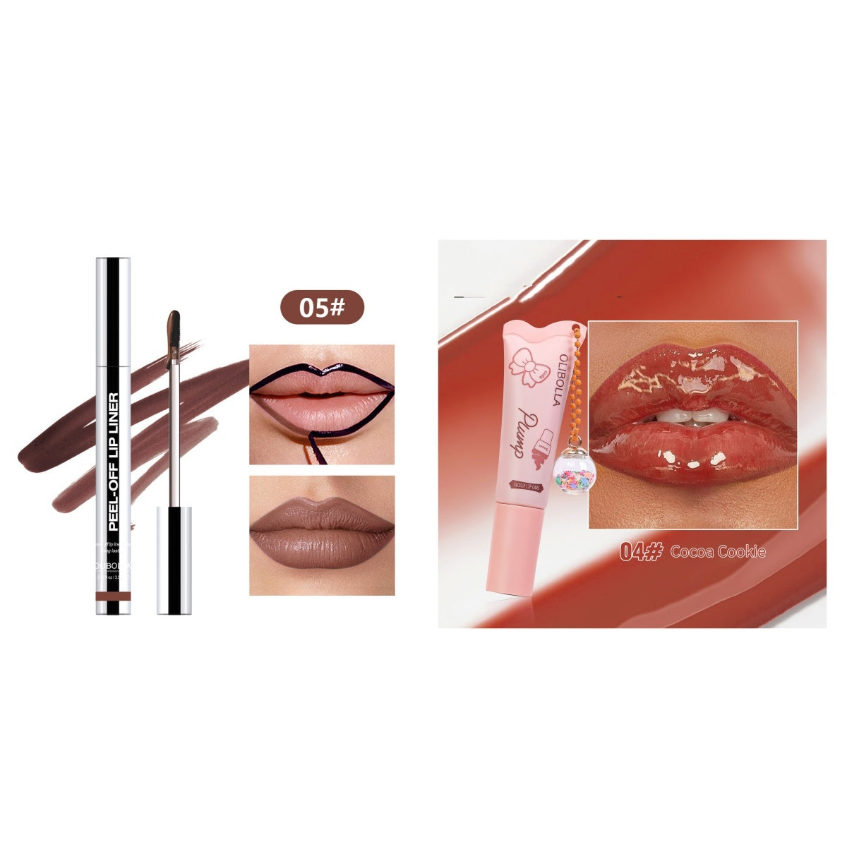 Peel Off Lip Liner w/ Ice Cream Lip Gloss