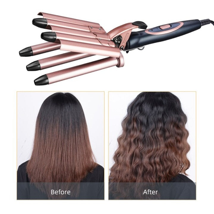 Instant Wave 5-Tube Ceramic Hair Curler, 16mm Barrel, Rose Gold