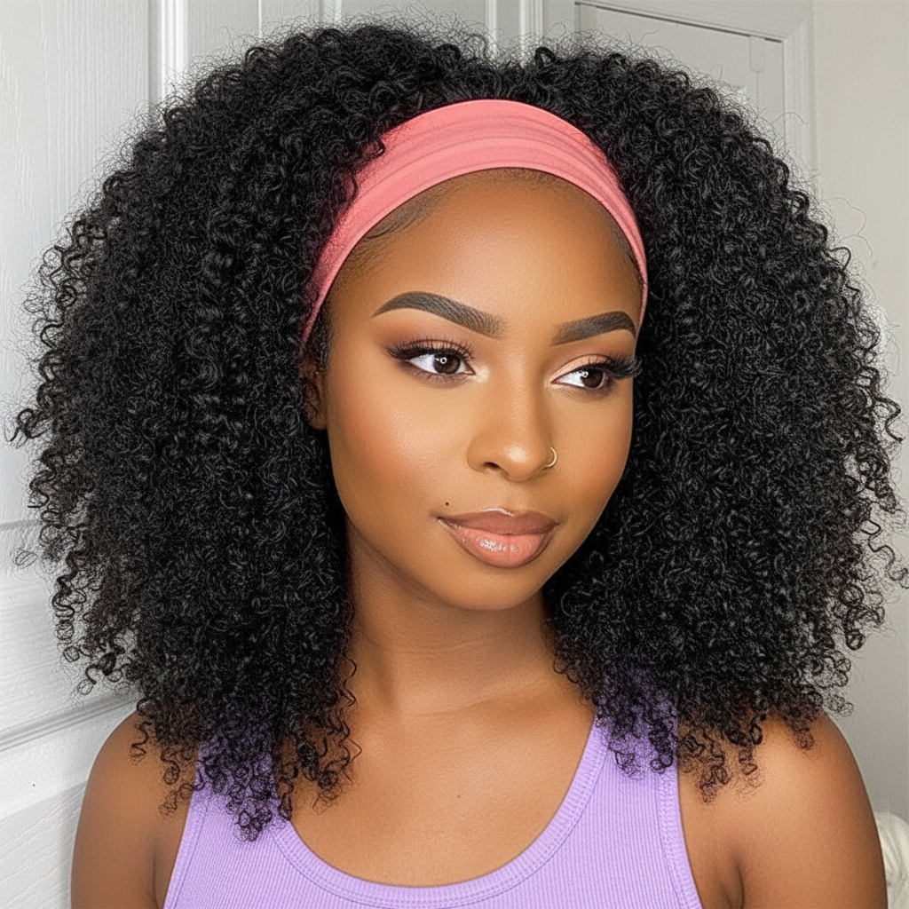 Curly Headbandwig Human Hair Wigs