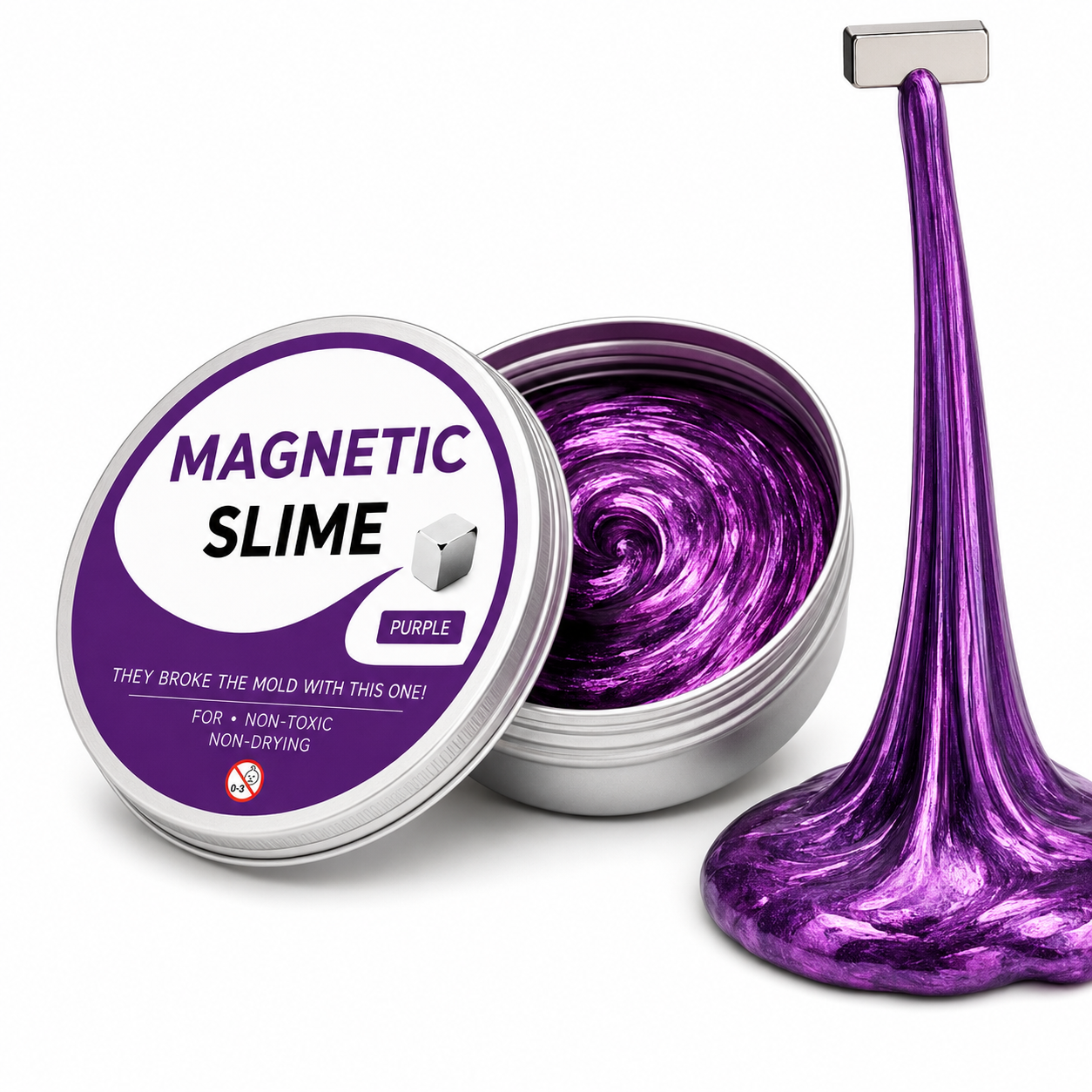 Magnetic Slime Fidget Toy – Stretchable Magnetic Putty Slime for Stress Relief, Sensory Play & Creative Fun, Non-Toxic Reusable Metallic Slime, 6 Colors, Ages 8+