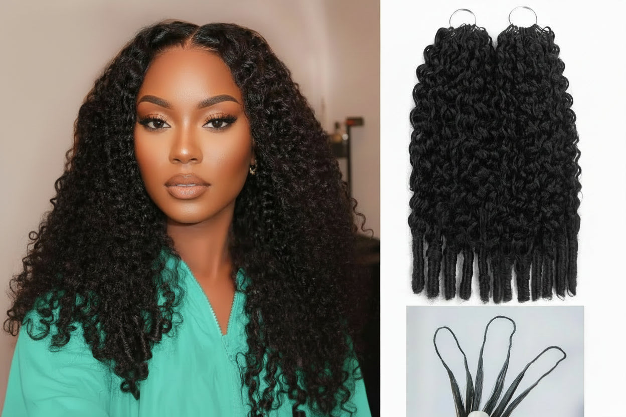 Cali4Luxe Miracle Knots Human Hair Extensions – Pre-Looped Feather Hair, Natural Black