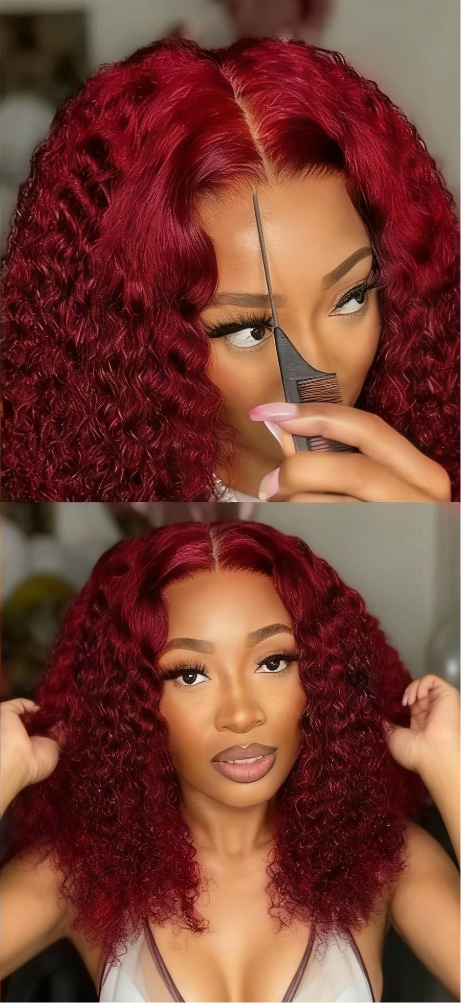 Cali4Luxe Burgundy Red Curly Lace Front Wig: A Bold Style