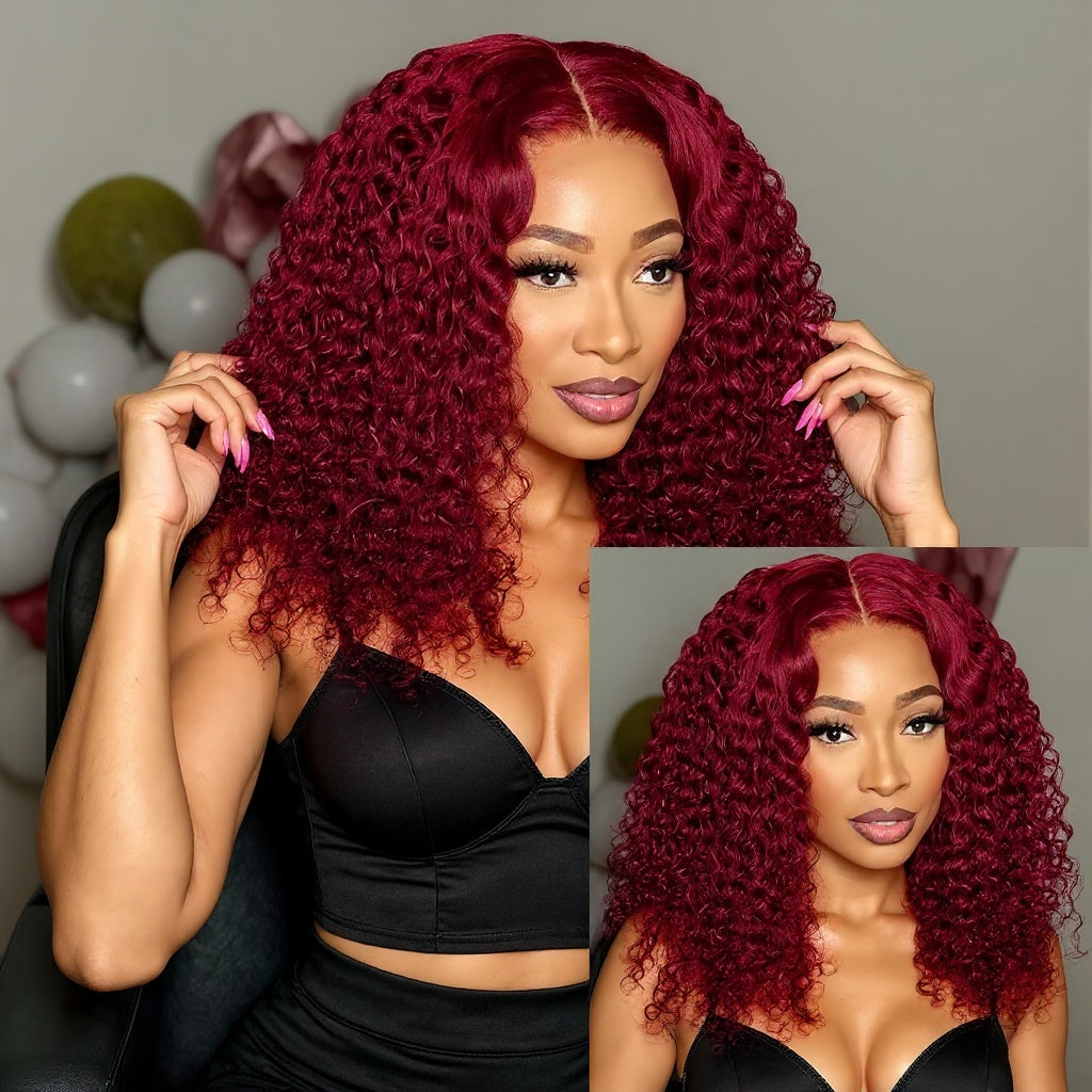 Cali4Luxe Burgundy Red Curly Lace Front Wig: A Bold Style