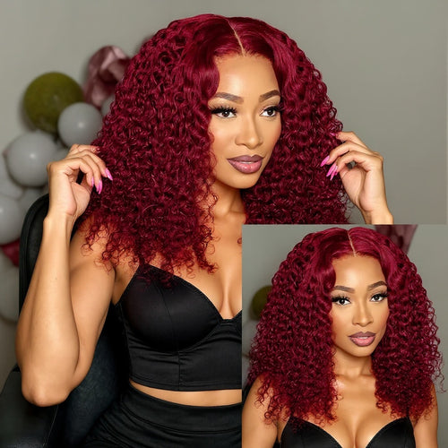 Cali4Luxe Burgundy Red Curly Lace Front Wig: A Bold Style