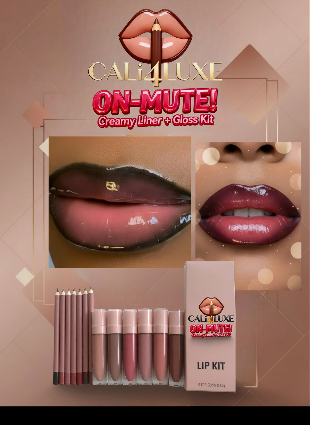 CALi4LUXE ON-MUTE! Creamy Liner + Gloss Kit