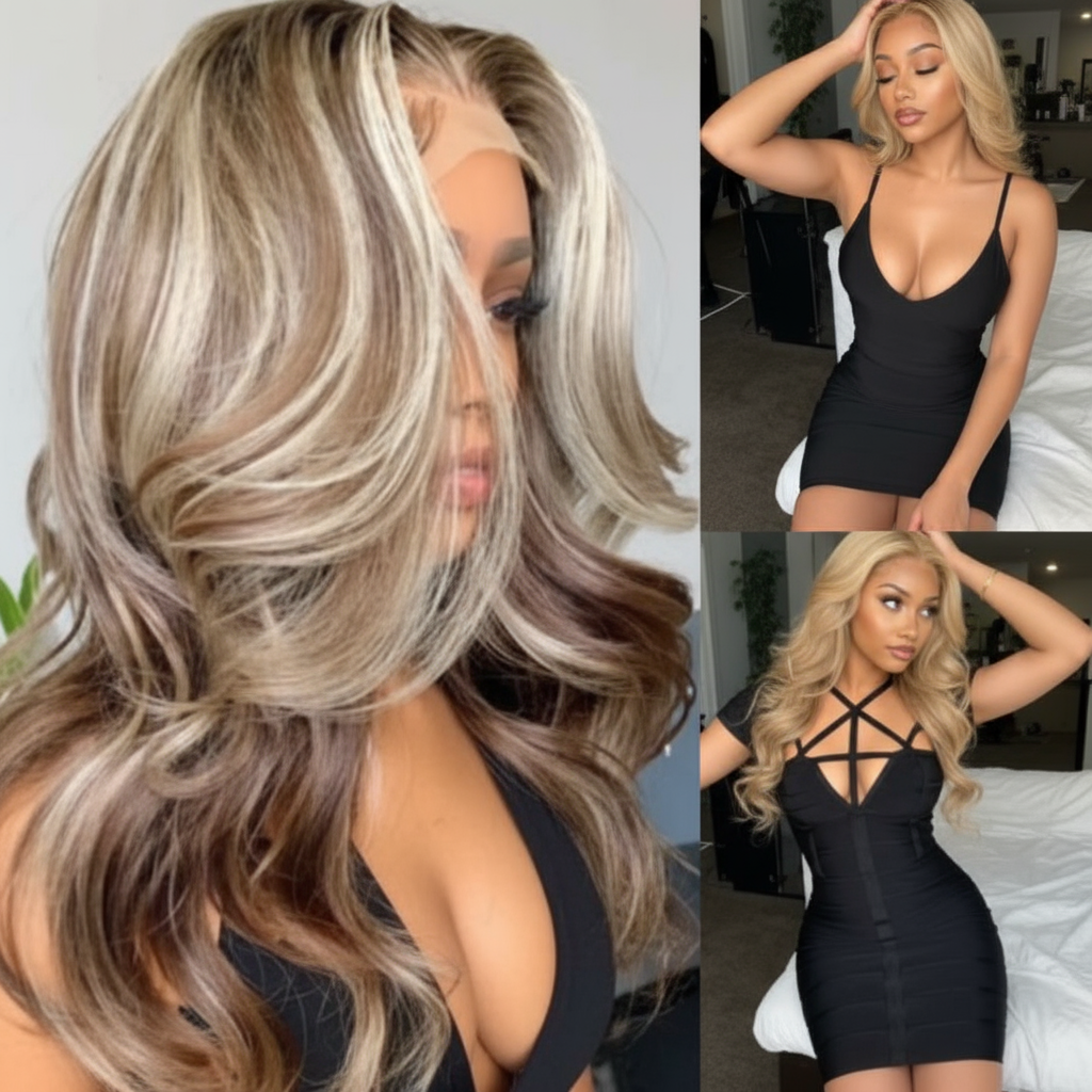 Highlight Wave 28-Inch Real Human Hair Wig: Elevate Your Look!