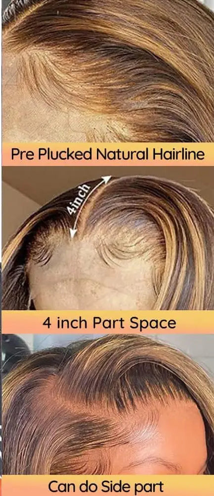 Chic Highlights: 13x4 Lace Front Short Bob Wig Highlight 4/27 Color Bob Wig Virgin Human Hair 13x4 Lace Front Wig 100% Human Hair Pre-Plucked