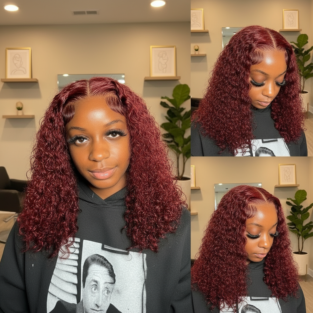 Cali4Luxe Burgundy Red Curly Lace Front Wig: A Bold Style