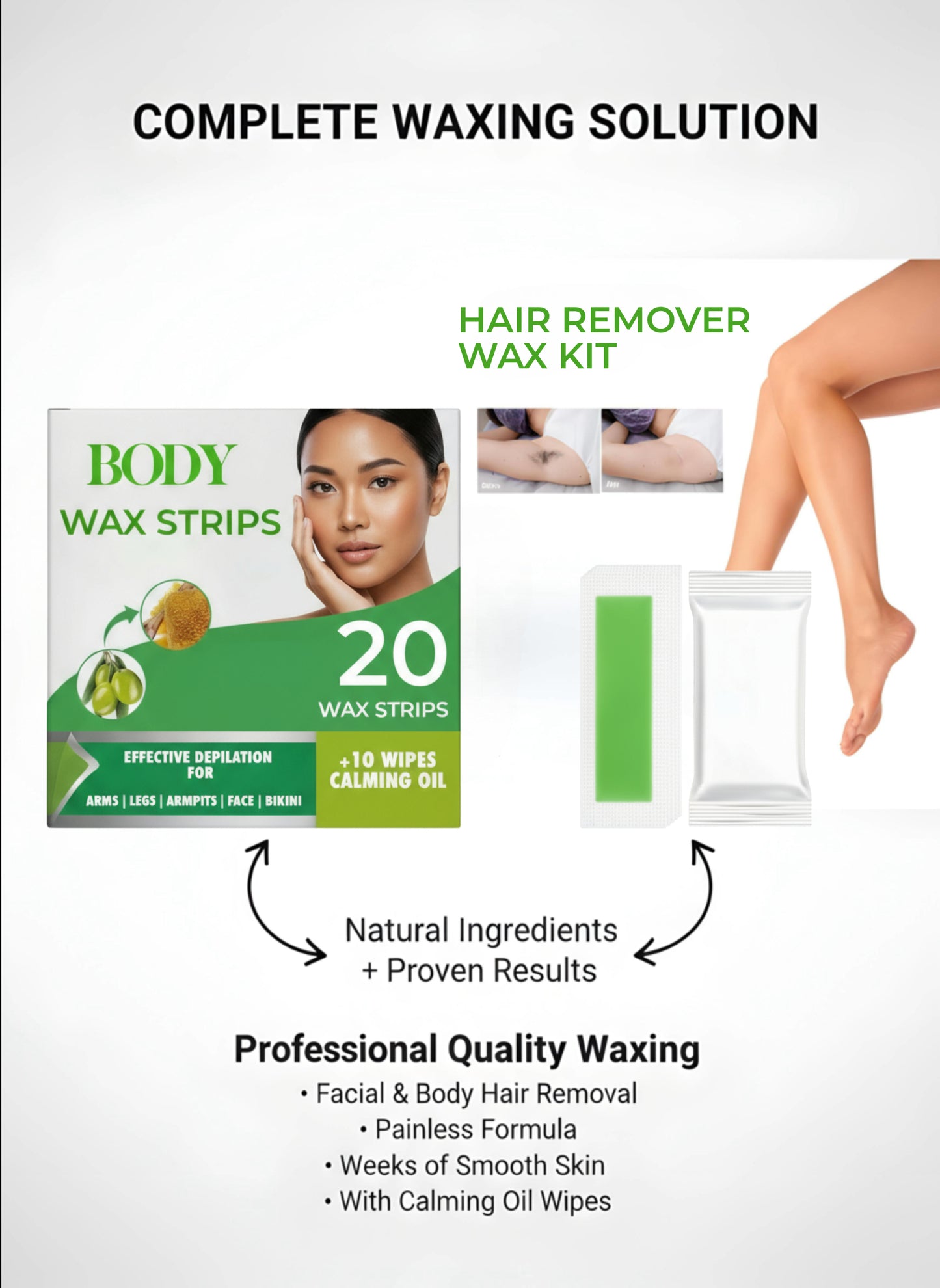 CALI4LUXE Body Wax Paper Hair Removal Kit - 20 Wax