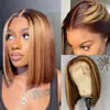 Chic Highlights: 13x4 Lace Front Short Bob Wig Highlight 4/27 Color Bob Wig Virgin Human Hair 13x4 Lace Front Wig 100% Human Hair Pre-Plucked