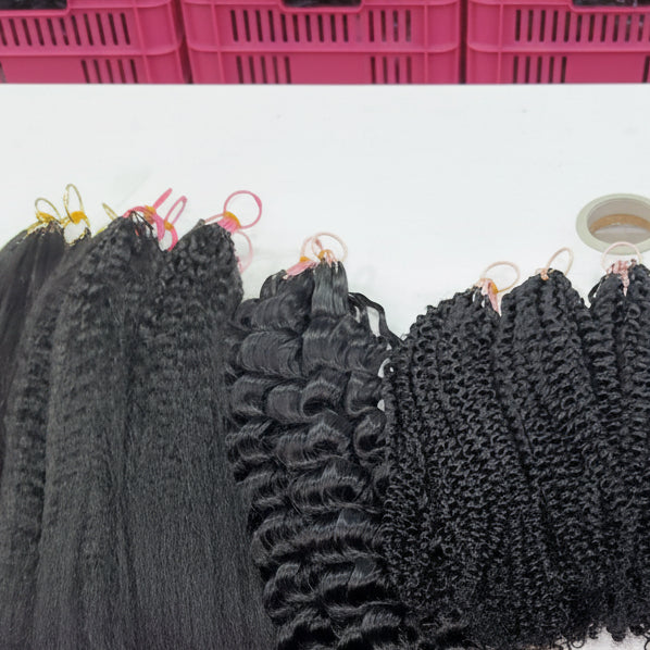 Cali4Luxe Miracle Knots Human Hair Extensions – Pre-Looped Feather Hair, Natural Black