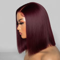 Vibrant Elegance: 99J Burgundy Straight Bob Lace Frontal Wigs READY-TO-WEAR