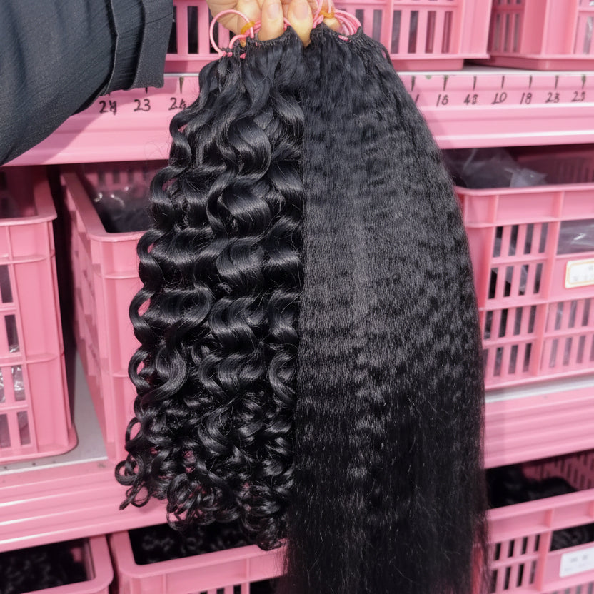 Cali4Luxe Miracle Knots Human Hair Extensions – Pre-Looped Feather Hair, Natural Black