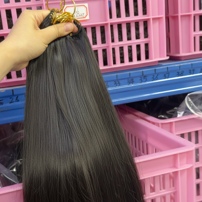 Cali4Luxe Miracle Knots Human Hair Extensions – Pre-Looped Feather Hair, Natural Black