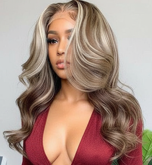Highlight Wave 28-Inch Real Human Hair Wig: Elevate Your Look!
