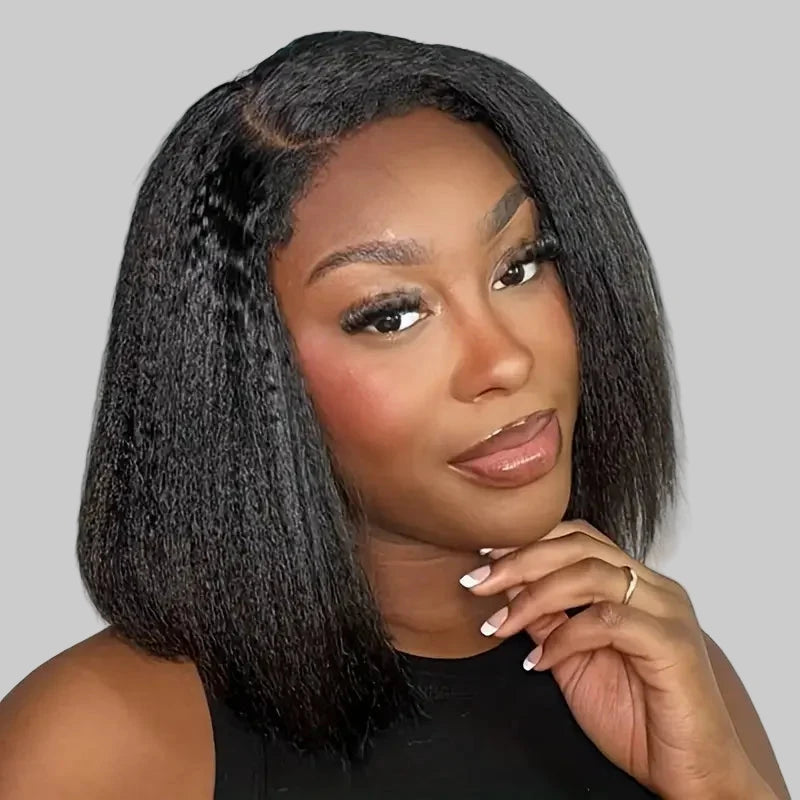 Kinky Straight Bob Wig: Effortless Style with a Natural Touch! READY-TO-WEAR