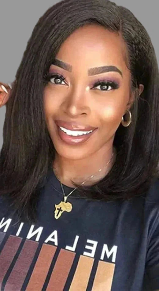 Kinky Straight Bob Wig: Effortless Style with a Natural Touch! READY-TO-WEAR