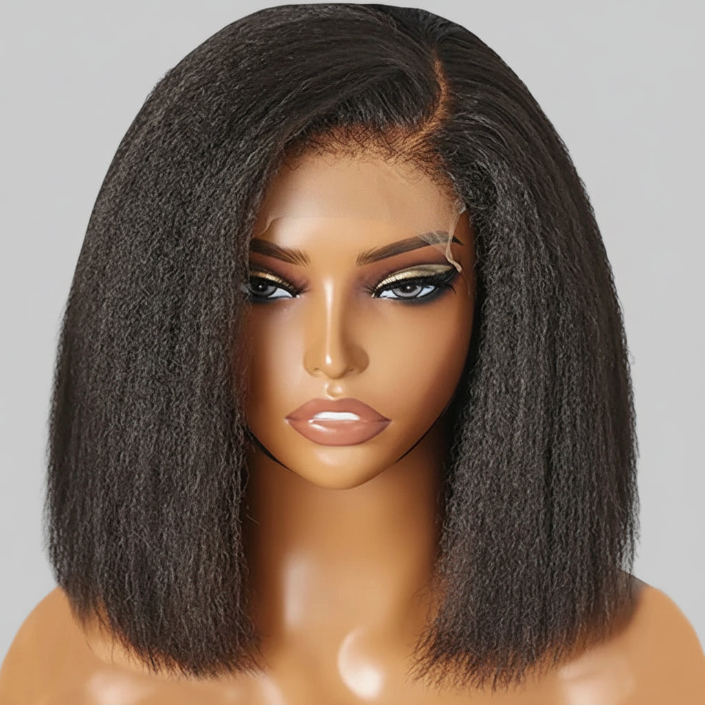Kinky Straight Bob Wig: Effortless Style with a Natural Touch! READY-TO-WEAR