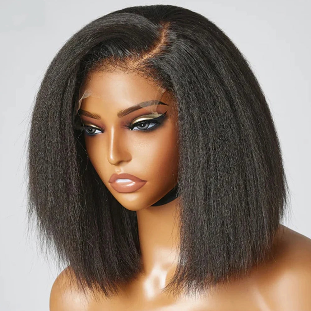 Kinky Straight Bob Wig: Effortless Style with a Natural Touch! READY-TO-WEAR