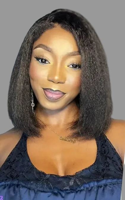 Kinky Straight Bob Wig: Effortless Style with a Natural Touch! READY-TO-WEAR